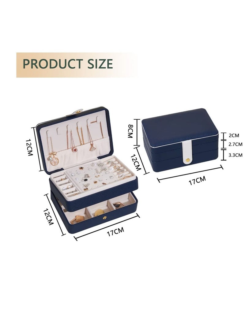 KASTWAVE Jewelry Box for Women and Girls, PU Leather Made Jewelry Organizer, 3 Layers Jewelry Storage for Rings, Earrings, Necklaces, Bracelets, Valentines Day Gifts - Image 4
