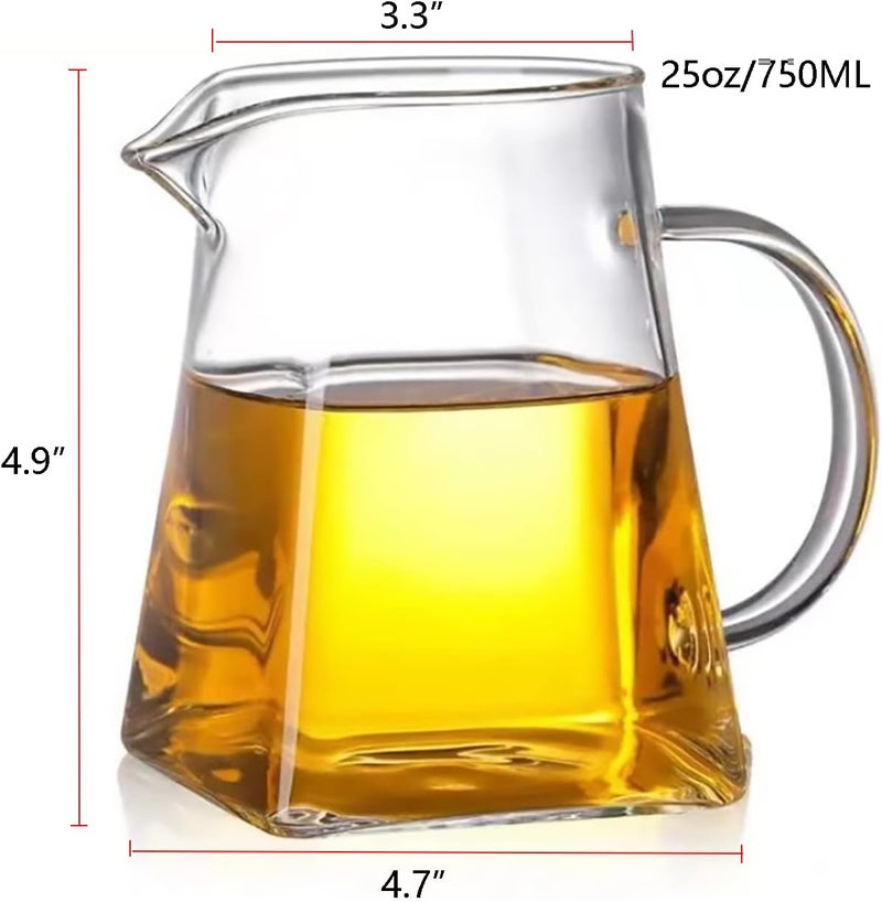 Dadamong Glass Pitcher with Handle, Milk and Cream Pitcher Cup Jug, Heat Resistant Borosilicate Glass Creamer for Coffee Tea or Maple Syrup Serving, Stovetop & Microwave Safe (25oz/ 750ML) - Image 3