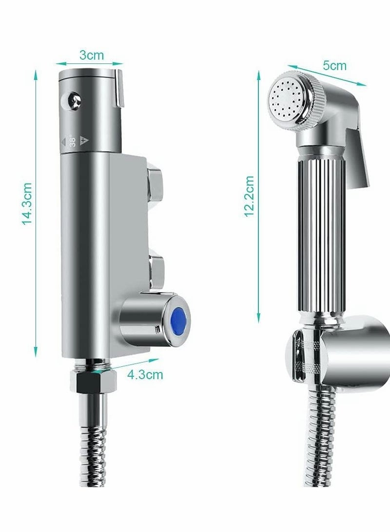 SYOSI Toilet Bidet Douche Spray, Bathroom Solid Brass Thermostatic Douche Kit, Handheld Douche Spray Shower Kit Bidet Sprayer for Toilet hot and Cold Water with Hose - Image 2