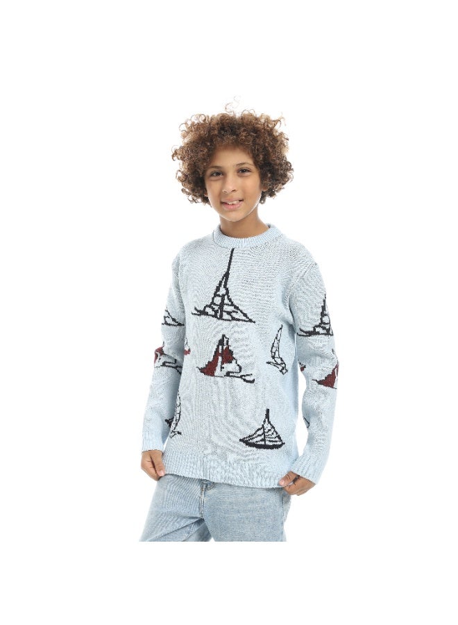 سيزار بلوفر صوف أولادي مزود بنقش مركب شراعي - Image 2