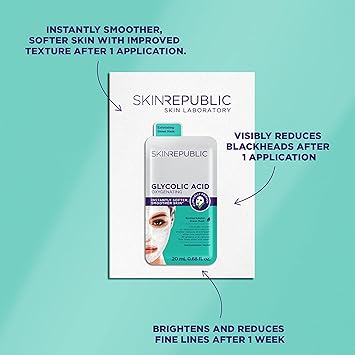 SKIN REPUBLIC قناع سكِن ريبابليك حمض الجليكوليك للأكسجين يضيء البشرة بشكل ملحوظ ويحسن نسيجها يساعد في تقليل مظهر المسام والرؤوس السوداء عبوة من 2 - Image 2
