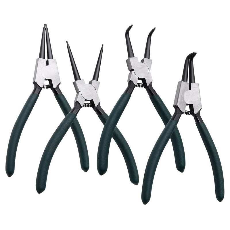 LFSEMINI Snap Ring Pliers Set 4pcs 7 InternalExternal Circlip Pliers Kit with StraightBent Jaw Heavy Duty Precision Spring Loaded Pliers for Ring Remover Retaining and Remove Hoses Gaskets