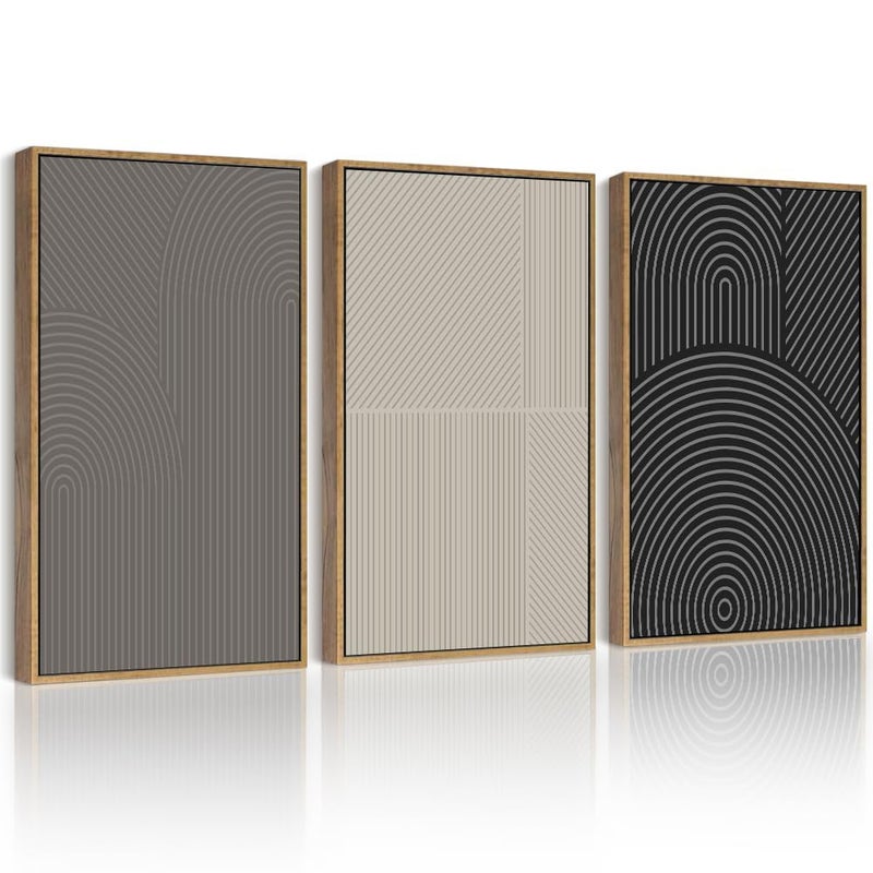 Drsoum MidCentury Modern Framed Wall Art Minimalist Abstract Boho Neutral Line Wall Decor Geometric Artwork Kitchen Dining Room 11x14in Natural Framed - Image 2