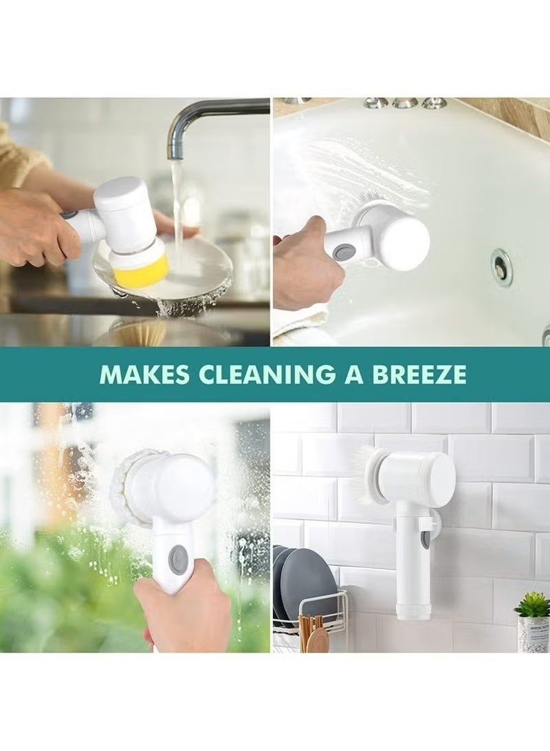 Magic Brush Electric Spin Scrubber Electric Cleaning Brush with 3 Brush Heads Bathroom Rechargeable Scrub Brush Shower Scrubber for Cleaning Wall Bathtub Toilet Window Kitchen Sink Dish Grout White - Image 4