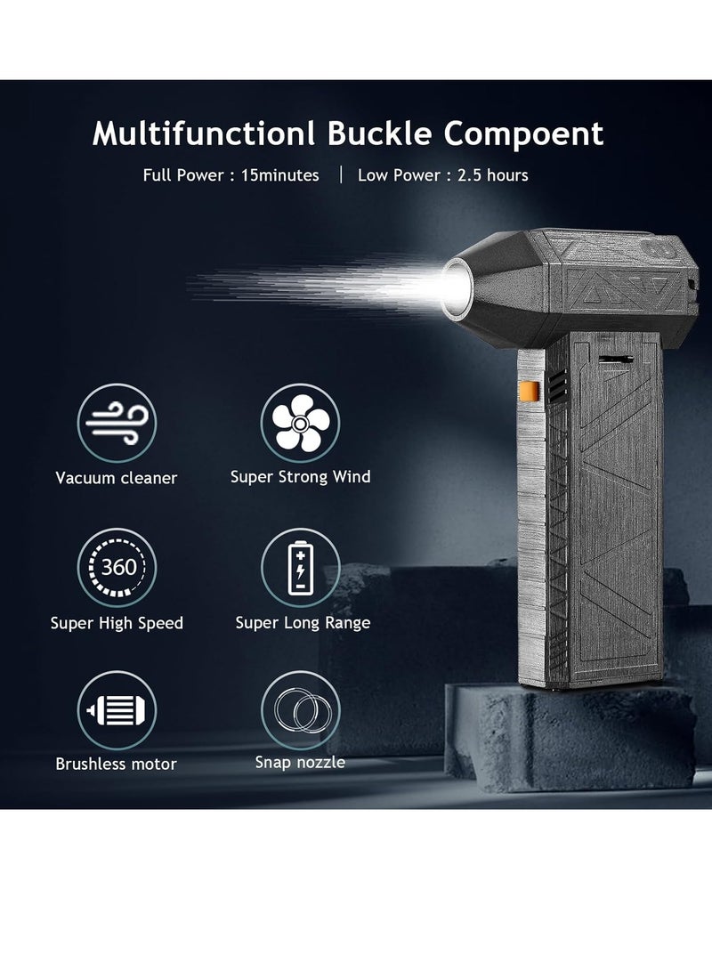 عام منفاخ هواء صغير، منفاخ هواء توربو جيت محمول بسرعة 130000 دورة في الدقيقة، مروحة جيت فائقة السرعة قابلة للتعديل وقابلة لإعادة الشحن، منفاخ هواء جيت لاسلكي لتجفيف السيارة، شحن سريع من النوع C - Image 5