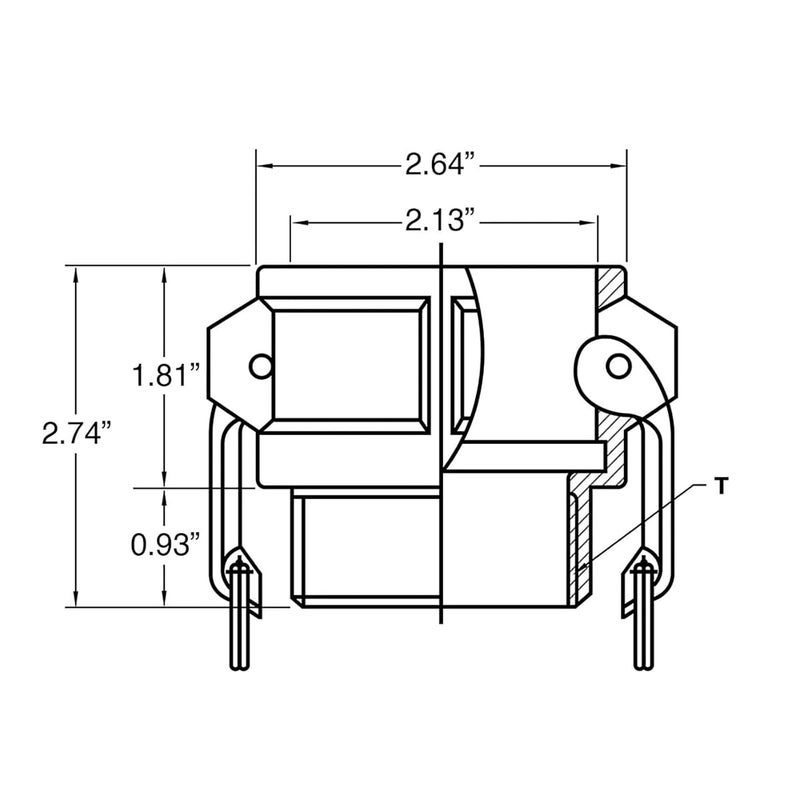 Gloxco Aluminum Type B Cam and Groove Fitting, 1-1/2" Female Camlock x 1-1/2" Male NPT (CAM-15-B-AL) - Image 2