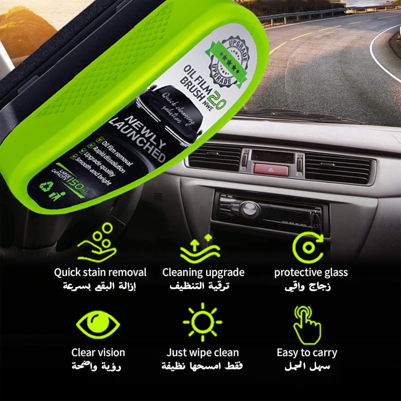 nafas Windshield Cleaner Tool Car Window Cleaner New Upgrade 2.0 Automotive Oil Film Cleaning Brush for Car Windows Clear Vision Glass Cleaner Prevents Rain and Fog - Image 2