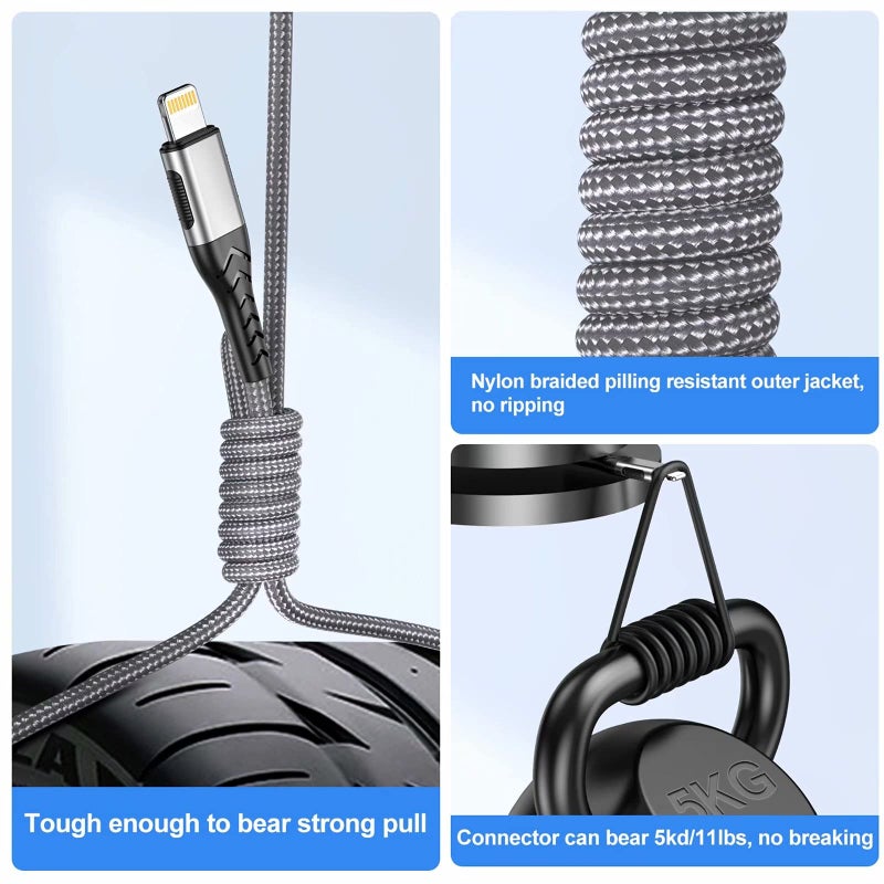 Durcord 3Pack 3FT USB A Cable, MFi Certified iPhone Charger, Fast Charging, Compatible with iPhone Xs Max/XS/XR/X/8/7/6S/6/Plus/SE/iPad(Silver) - Image 4