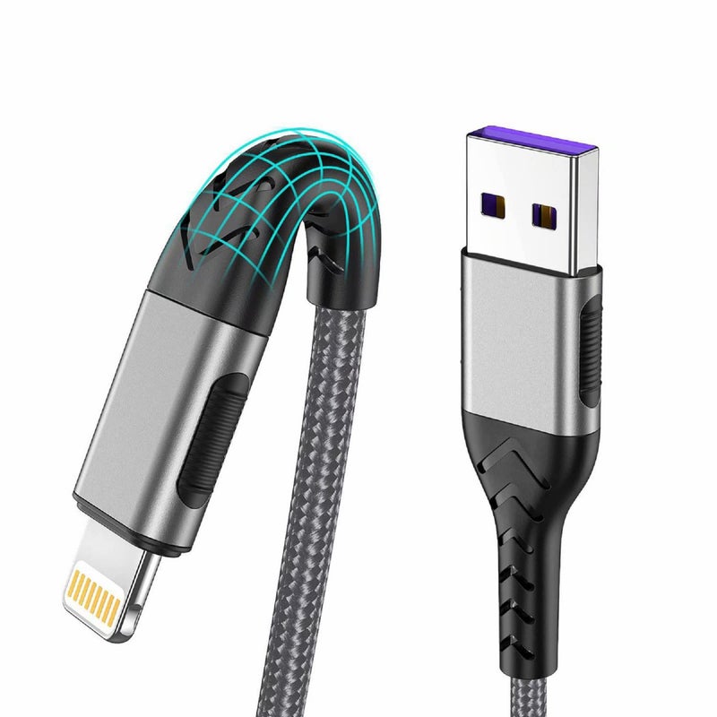 Durcord 3Pack 3FT USB A Cable, MFi Certified iPhone Charger, Fast Charging, Compatible with iPhone Xs Max/XS/XR/X/8/7/6S/6/Plus/SE/iPad(Silver) - Image 1