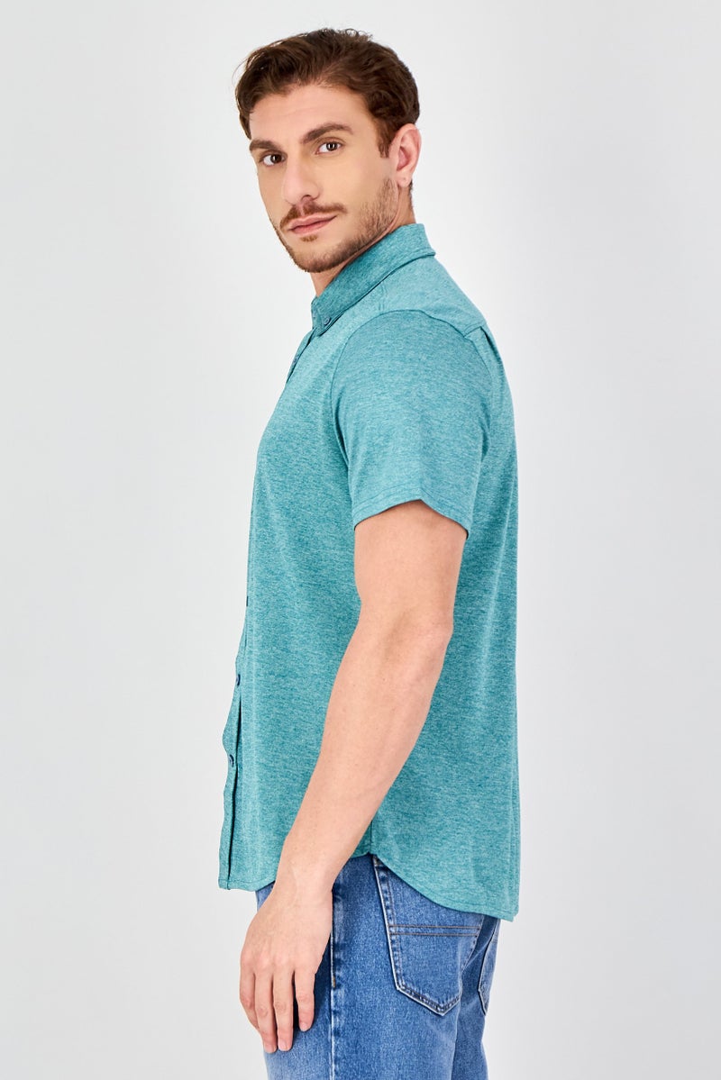Report Collection Men Modern Fit Heather Short Sleeve Polo Shirt, Heather Green - Image 2