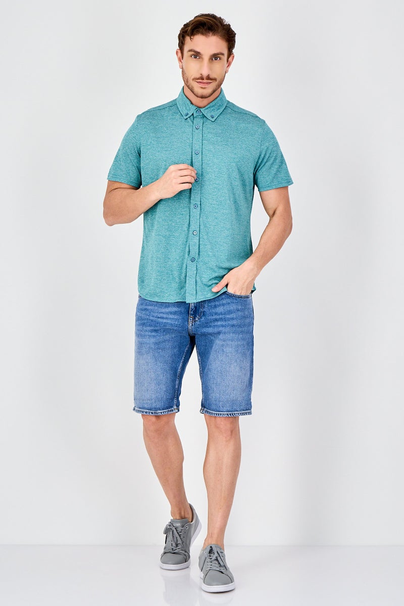 Report Collection Men Modern Fit Heather Short Sleeve Polo Shirt, Heather Green - Image 4