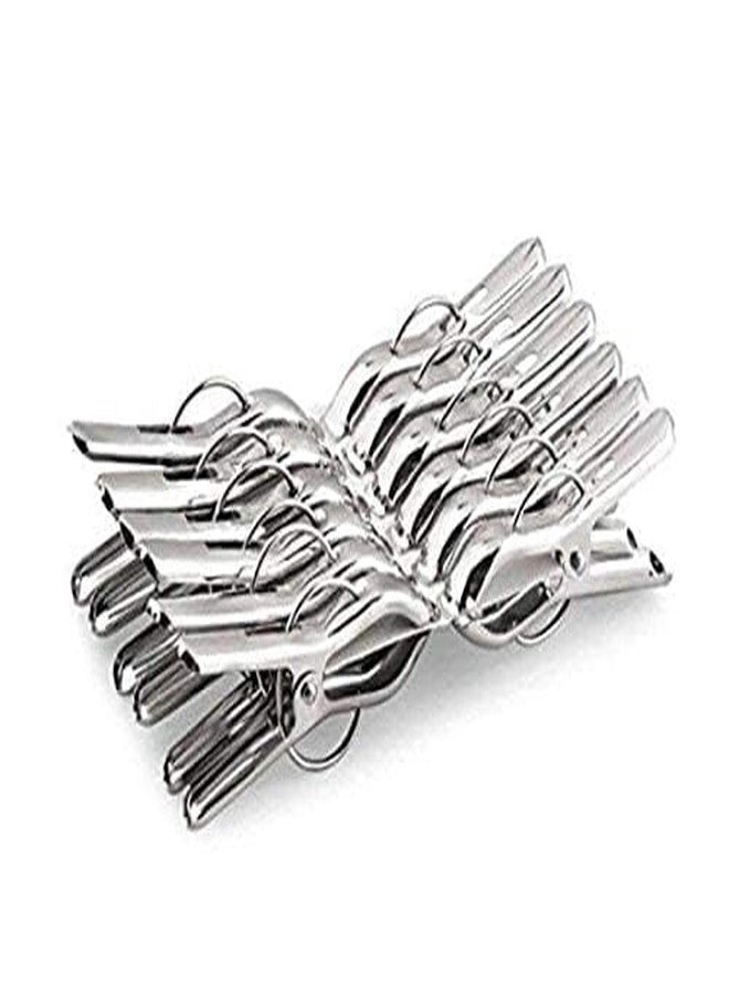 Hookcart Stainless Steel Cloth Hanging Clips for Drying Clothes | Rust-Resistant Laundry Pegs | Pack of 1 (12 Pieces) - Image 1