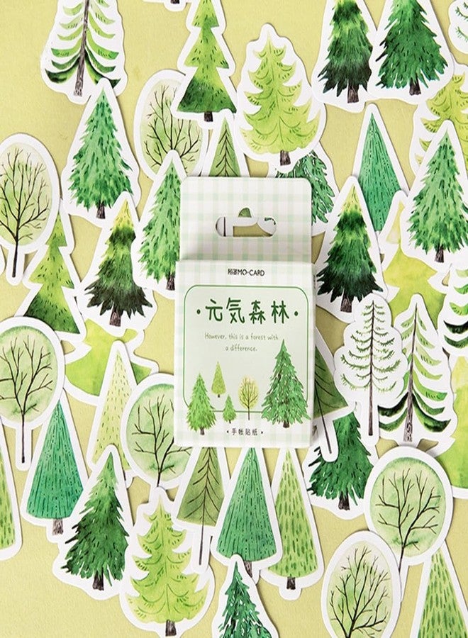 OBUJOPAL Small Pine Tree Stickers, Obujopal 45Pcs Green Forest Stickers for Scrapbooking Journaling Planners Water Bottle Diary Planner Collage Envelope Phone Case DIY Art Crafts Decoration - Image 1