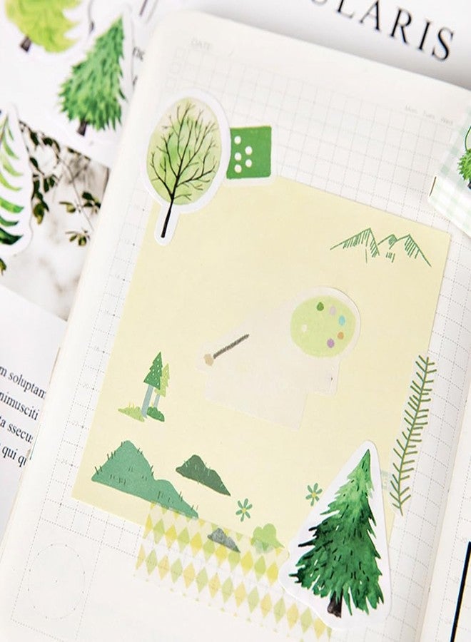OBUJOPAL Small Pine Tree Stickers, Obujopal 45Pcs Green Forest Stickers for Scrapbooking Journaling Planners Water Bottle Diary Planner Collage Envelope Phone Case DIY Art Crafts Decoration - Image 4