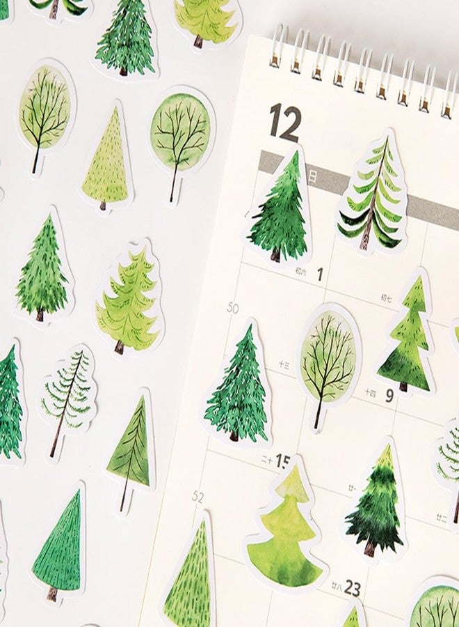 OBUJOPAL Small Pine Tree Stickers, Obujopal 45Pcs Green Forest Stickers for Scrapbooking Journaling Planners Water Bottle Diary Planner Collage Envelope Phone Case DIY Art Crafts Decoration - Image 3