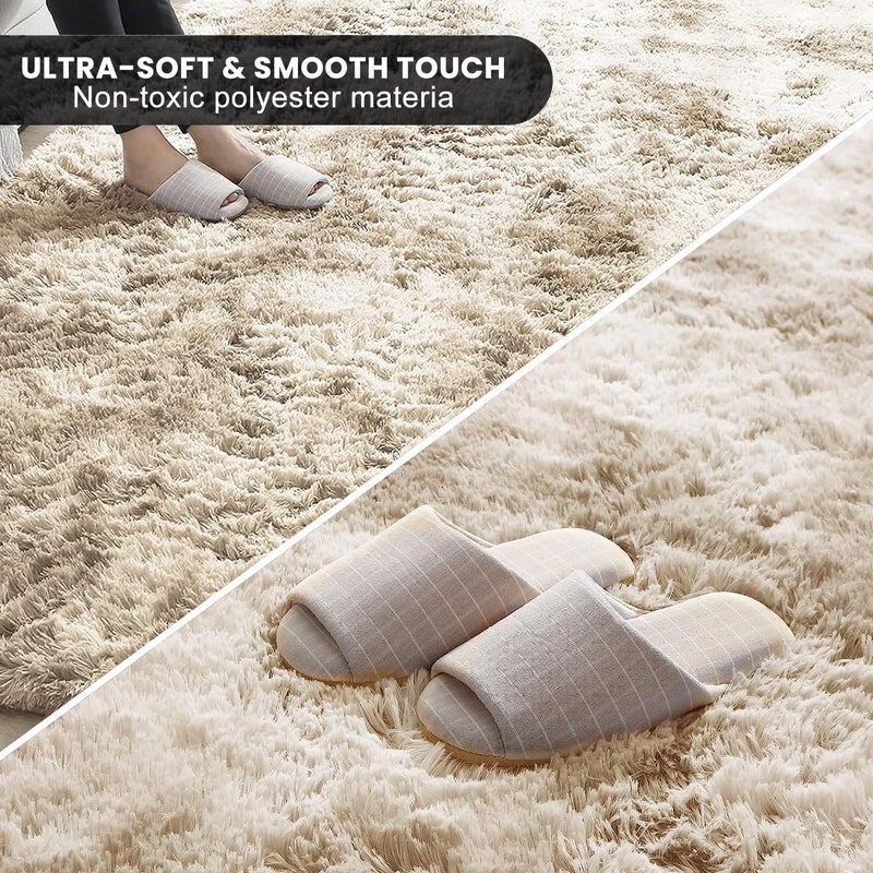 LIODUX Ultra Soft Indoor Modern Area Rugs Fluffy Living Room Carpets for Children Bedroom Home Decor Nursery Rug, Washable Furry Throw Rugs (Beige, 160 x 230 CM) - Image 2