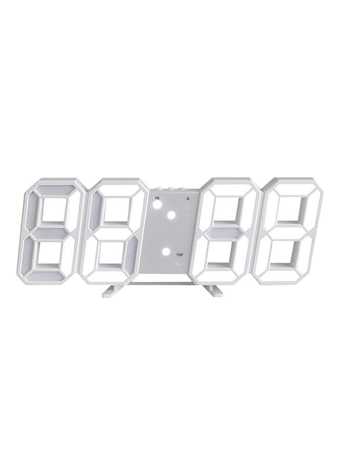3D Wall Led Alarm, Digital Clock, Desk Clocks Digital, White Number Time Clock , 12/24 Hr Time, Electric Nightlight Alarm Clock for Modern Home Decoration  - Image 1