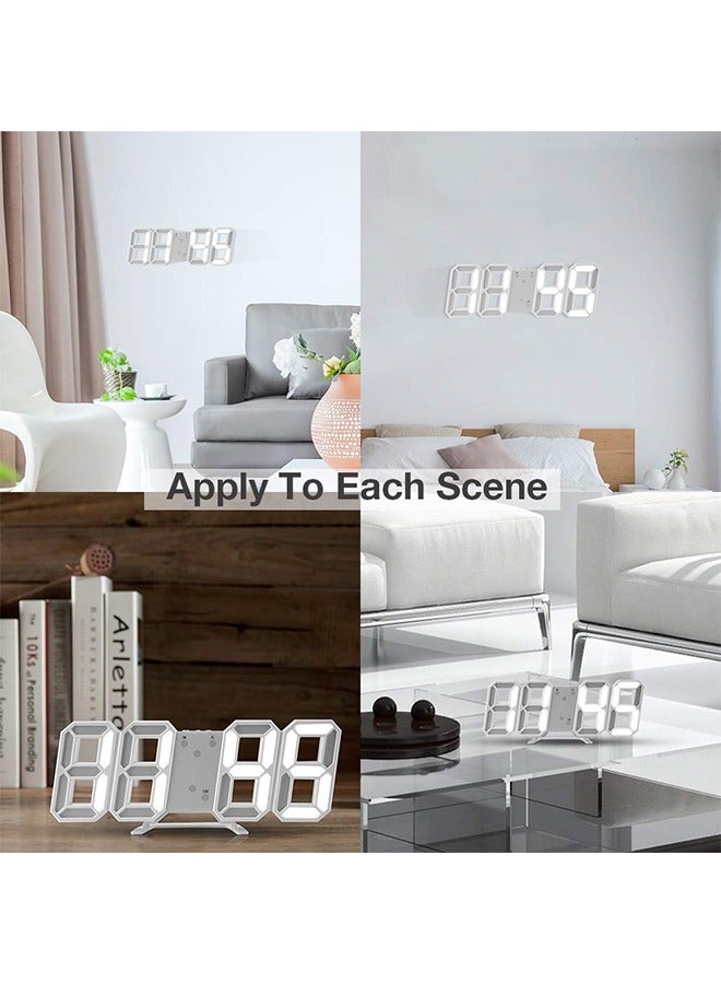 3D Wall Led Alarm, Digital Clock, Desk Clocks Digital, White Number Time Clock , 12/24 Hr Time, Electric Nightlight Alarm Clock for Modern Home Decoration  - Image 5