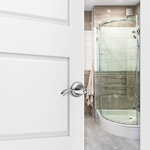 Berlin Modisch Privacy Lever Door Handle [Thumb Turn Lock on The Inside] for Bedroom or Bathroom with a Satin Nickel Finish, Reversible for Right & Left Side, Classic Series - Image 3