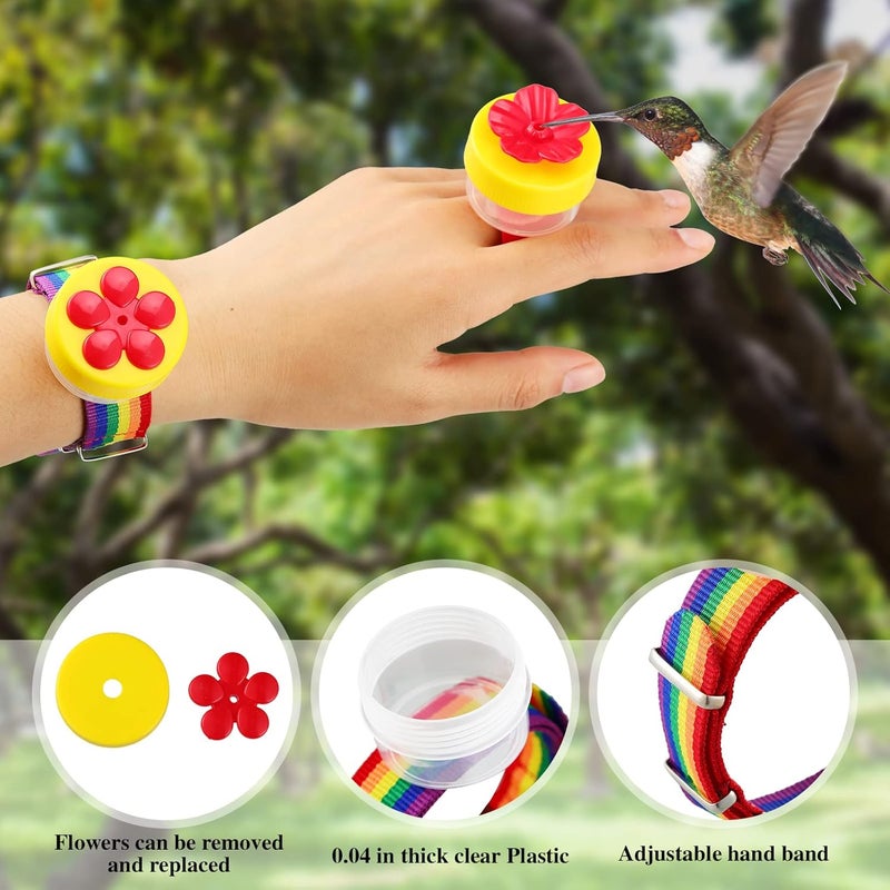 Skyley Hummingbird Feeder Set 3 Pcs Handheld Hummingbird Feeders 12 Hummingbird Cleaning Brushes Perch Adjustable Wrist Hummingbird Feeder Hummingbird Ring Feeder Hummingbird Hand Feeder with Suction Cups - Image 5