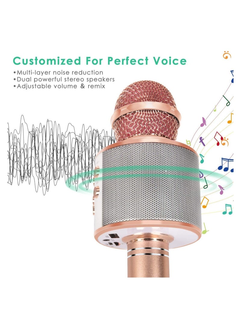 5-in-1 Wireless Bluetooth Karaoke Microphone for Kids – Portable Handheld Mic with Speaker, Recorder, and Adjustable Remix - Image 2