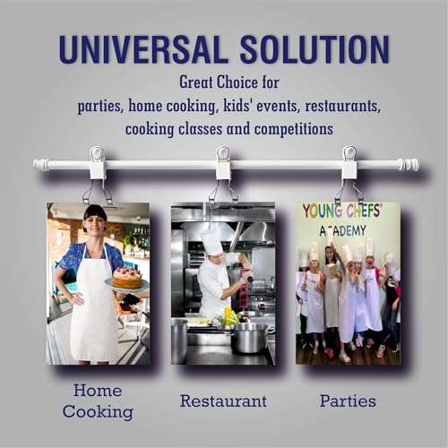 Leios Disposable Kitchen apron and Chef Cap White combo set for Men and Women. Ready to use kit for Restaurant Banquet Catering and Cooking Classe. Combo Kitchen Apron 10 Pcs + chef Cap 10 pcs. - Image 3