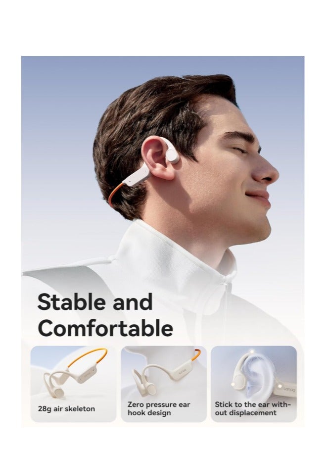 ساناج Sanag B77SPro Max Bone Conduction Headphone, IPX8 Swimming Waterproof Earphone, Wireless Bluetooth Open Ear Headset with Mic, 64GB MP3 Memory, Noise Reduction Call, 7H Playtime for Running Sports Swim, Orange - Image 3