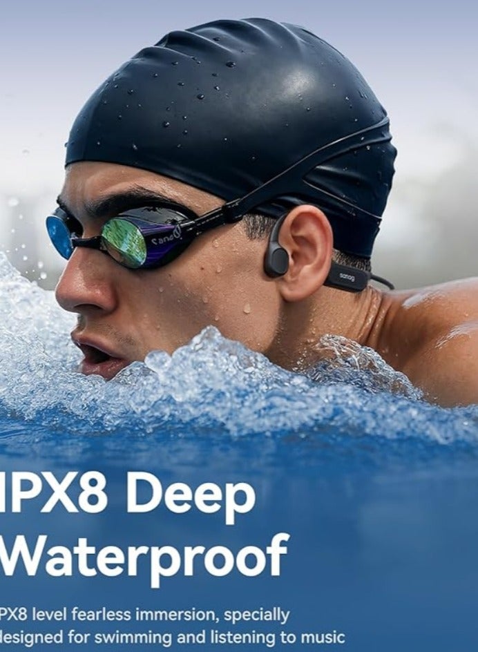 ساناج Sanag B77SPro Max Bone Conduction Headphone, IPX8 Swimming Waterproof Earphone, Wireless Bluetooth Open Ear Headset with Mic, 64GB MP3 Memory, Noise Reduction Call, 7H Playtime for Running Sports Swim, Orange - Image 2