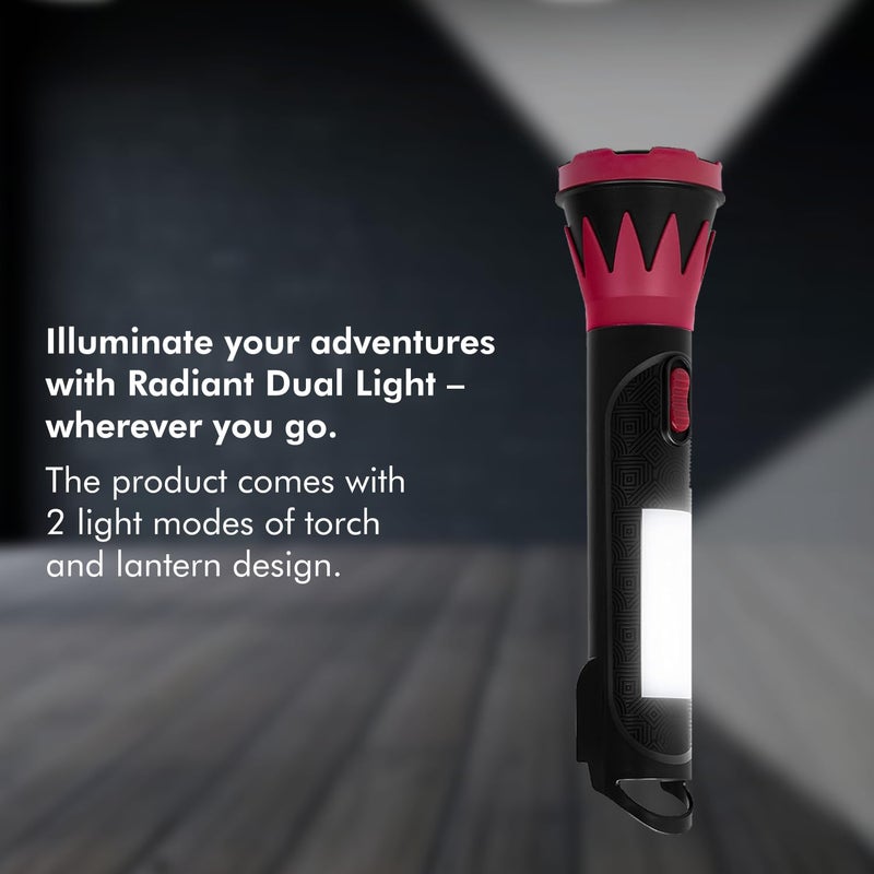 wipro Radiant Dual Light LED Torch Black Red StandardRechargeable Emergency Light ABS Plastic Dual Mode Torch and Side LightLi Ion Battery - Image 4
