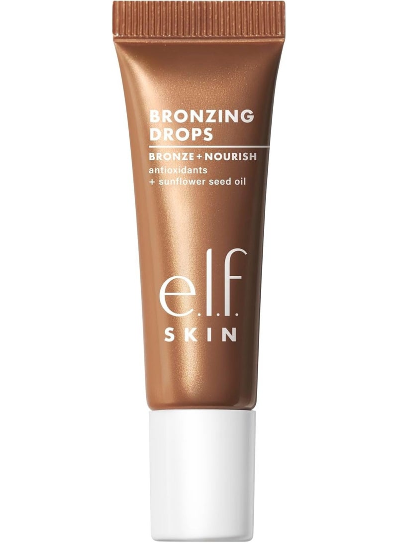 إلف قطرات البرونزر الصغيرة من سكين، برونزر سائل للوجه والجسم، يمنح توهجًا مشمسًا، مع فيتامين هـ، نباتي وخالٍ من القسوة، ذهب نقي - Image 2