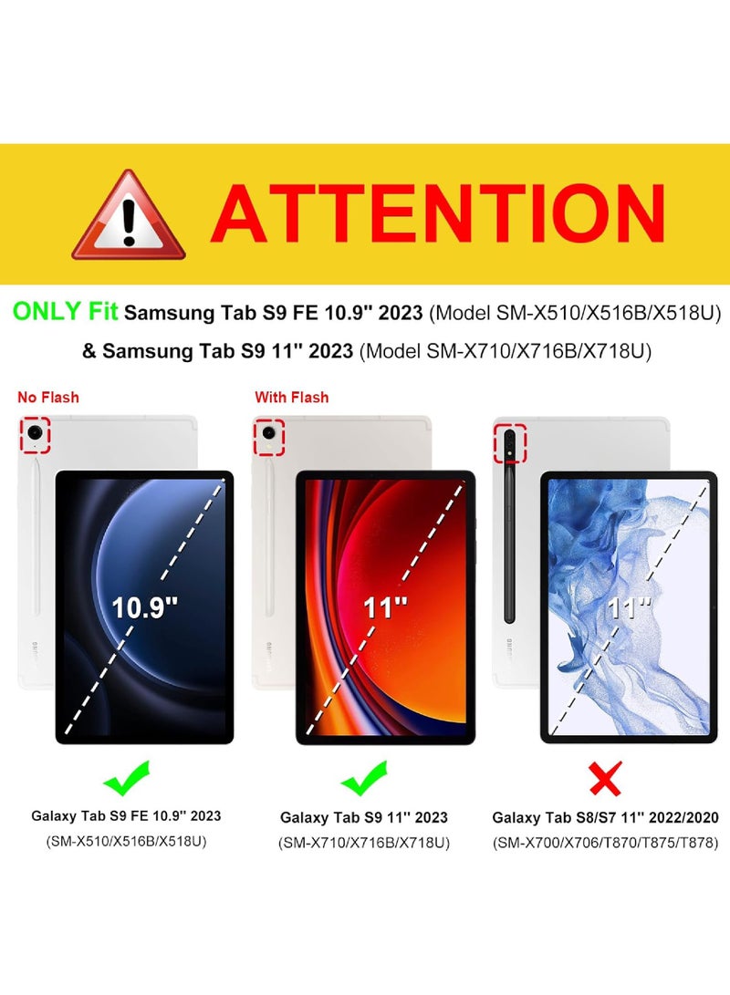 Hybrid Slim Case for Samsung Galaxy Tab S9 FE 5G 10.9 Inch/Galaxy Tab S9 11 Inch 2023 with S Pen Holder Shockproof Cover with Clear Transparent Back Shell Auto Wake/Sleep - Image 2