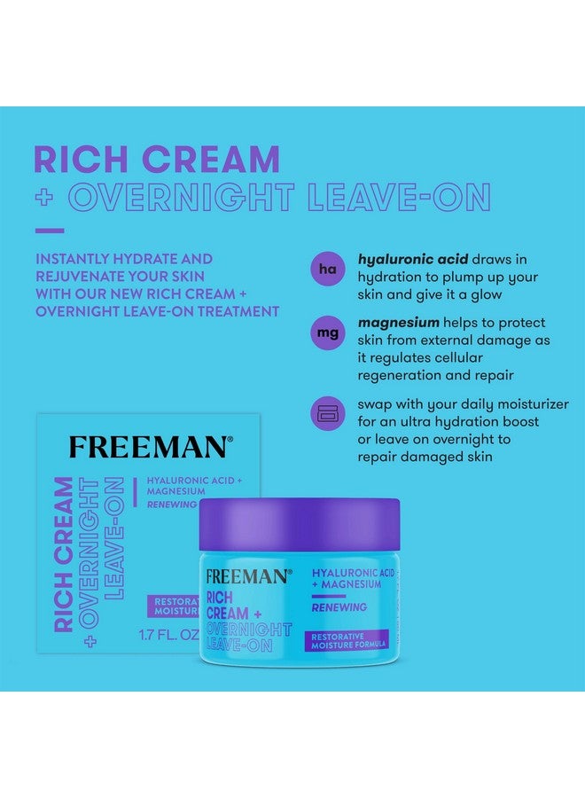 Freeman Rich Cream + Overnight Leave-On, Moisturizing Face Mask, Facial Mask For Dry Skin, Face Cream Infused With Magnesium & Hyaluronic Acid To Hydrate & Soothe Skin, 1.7 Fl.Oz./ 50 Ml Jar - Image 2