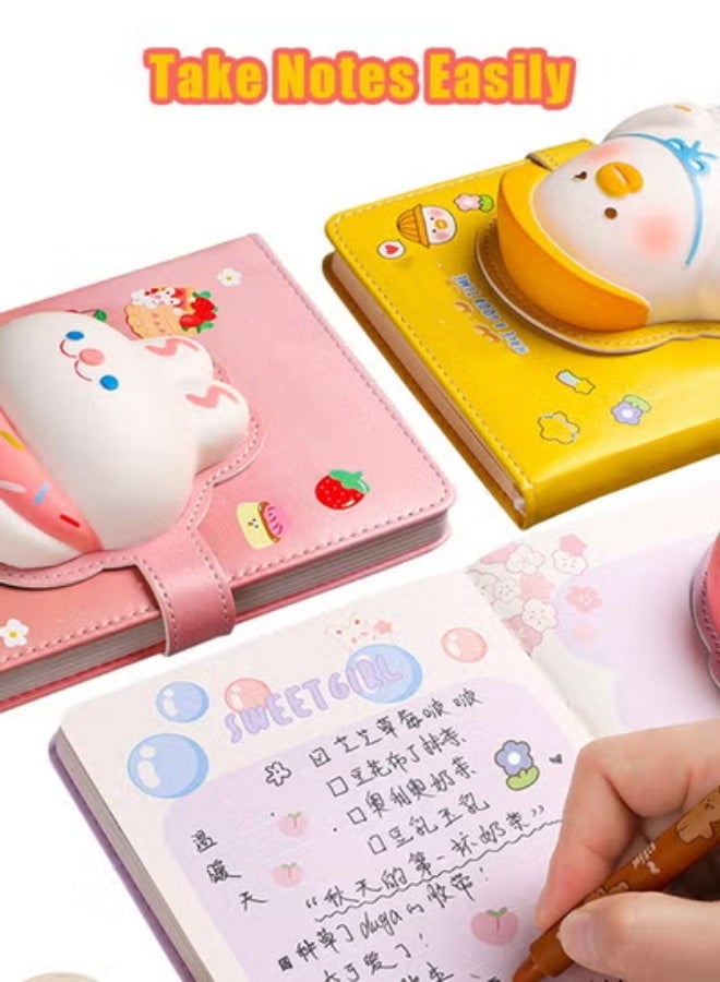 بداية مثالية صندوق هدايا دفتر ملاحظات A5 مع دمى قابلة للضغط للرجال والنساء، 200 صفحة من دفاتر الملاحظات الملونة والمسطرة اللطيفة، دفاتر يوميات للطلاب الكتاب - Image 3