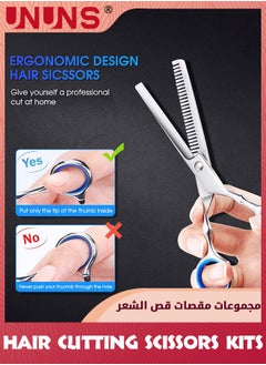 UNUNS Hair Cutting Scissors Kits,11pcs Stainless Steel Hairdressing Shears Set Professional Thinning Scissors For Barber/Salon/Home/Men/Women/Kids  - Image 4
