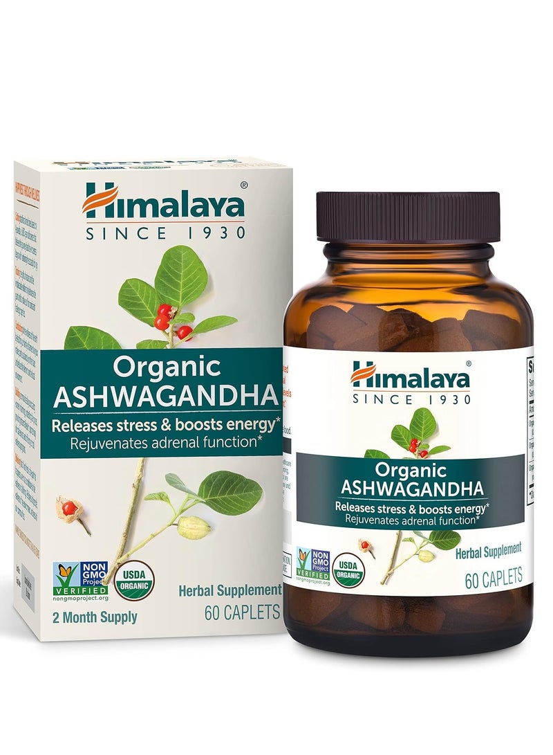 Himalaya Organic Ashwagandha  Energy Support, Occasional 670 mg, 60 Caplets 2 months supply  - Image 1