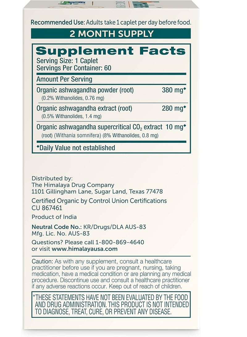 Himalaya Organic Ashwagandha  Energy Support, Occasional 670 mg, 60 Caplets 2 months supply  - Image 2