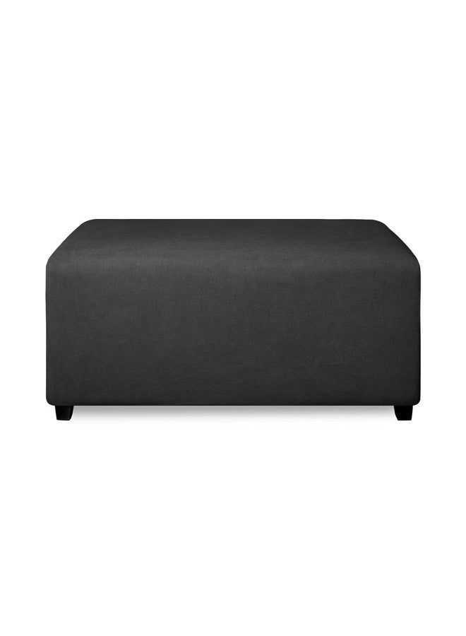 PureFit Super Stretch Soft Form Fit Ottoman Cover Rectangle - Ottoman Slipcovers for Foot Stool & Folding Storage Furniture for Living Room with Nonslip Elastic Bottom (Large, Dark Gray) - Image 1