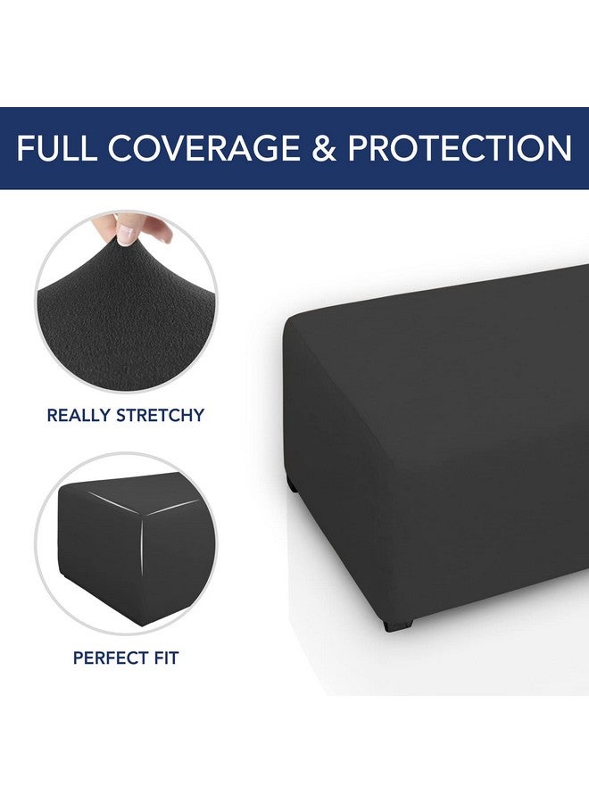 PureFit Super Stretch Soft Form Fit Ottoman Cover Rectangle - Ottoman Slipcovers for Foot Stool & Folding Storage Furniture for Living Room with Nonslip Elastic Bottom (Large, Dark Gray) - Image 3