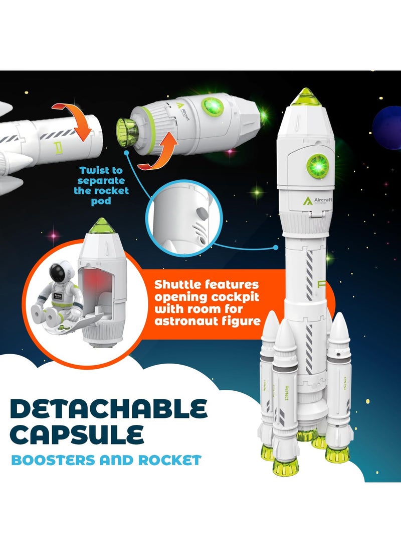 KASTWAVE Space Toys for Kids 3-8 Years Old - Space Adventure Rocket Ship Shuttle Model with Astronaut and  Effect, Lights and Sounds, Outer Space Exploration Playset, Spaceship Toy for Boys Gifts - Image 4