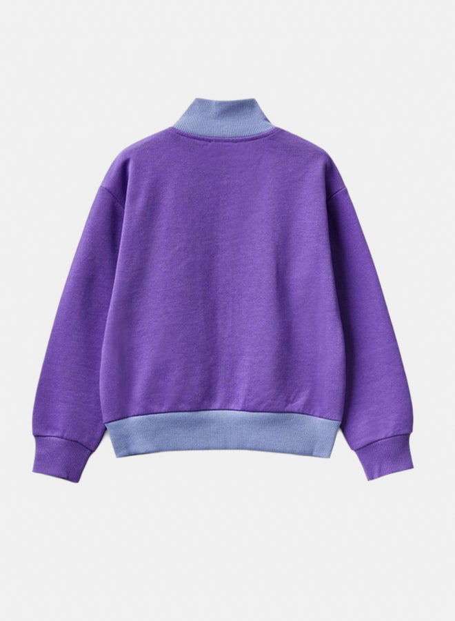 Benetton Girls Sweatshirt With Zip And Collar - Image 3