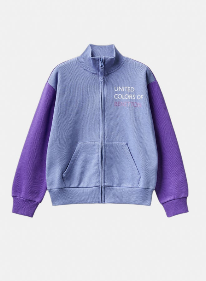 Benetton Girls Sweatshirt With Zip And Collar - Image 1