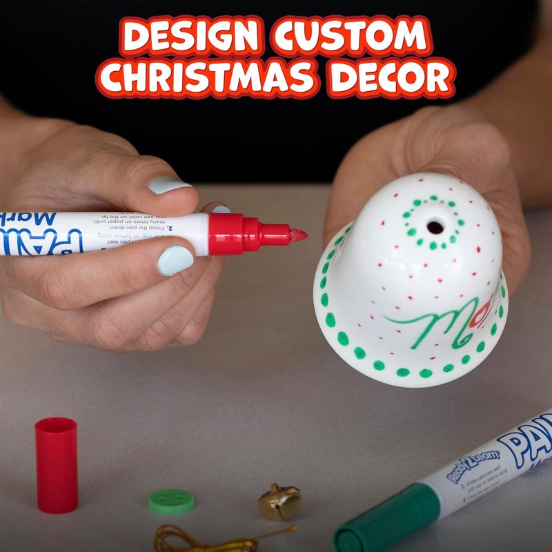 READY 2 LEARN Christmas Crafts - Design Your Own Porcelain Bells - Craft Kit for Kids - Christmas Tree Decorations - All Materials Included, Green,Red, Set of 3 - Image 4