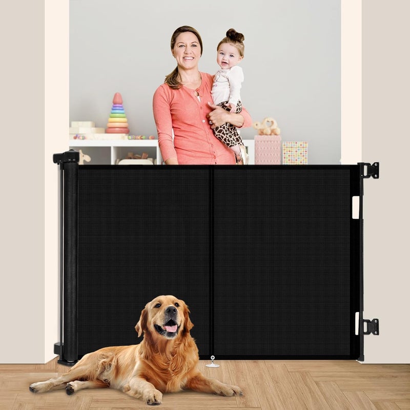 Miumoon 50 inch Retractable Baby Gates 42 inch Tall, Retractable Gate with Reinforced Strip Design to Prevent Crawling Through, Retractable Dog Gate for Stairs, Doorways, Hallways - Image 1