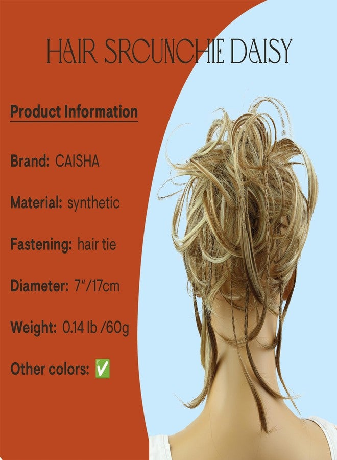 CAISHA Jumbo Scrunchie Braided Updo Wavy Messy Bun Hairpiece Light Brown Blonde Mix G21D - Image 2