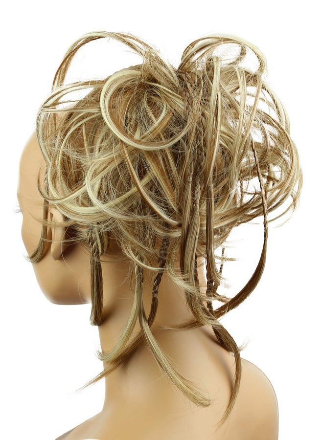 CAISHA Jumbo Scrunchie Braided Updo Wavy Messy Bun Hairpiece Light Brown Blonde Mix G21D - Image 1