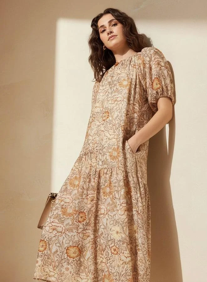 Splash FAV Tiered Women Dress with Floral Print