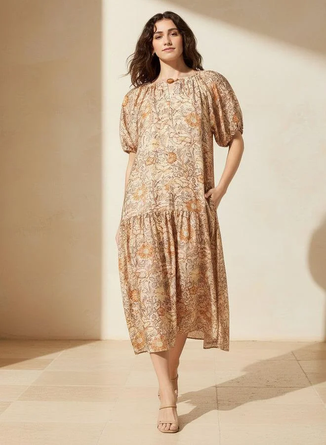 Splash FAV Tiered Women Dress with Floral Print