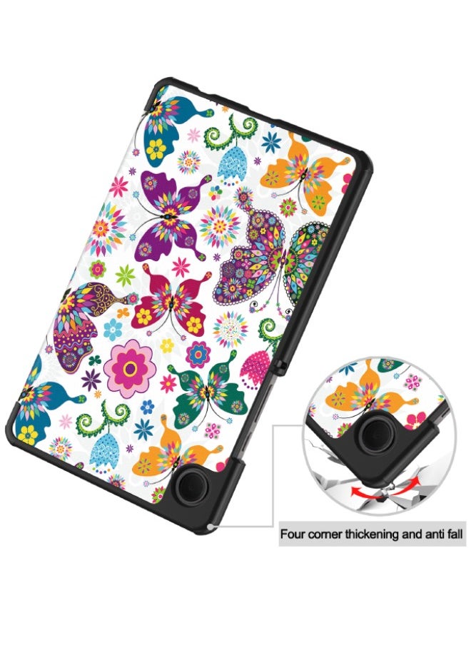 ماركة غير محددة - غطاء Samsung Galaxy Tab A9، حافظة كمبيوتر لوحي ذكي ثلاثية الطي، غطاء حماية قابل للطي بزوايا رؤية متعددة مع خاصية النوم التلقائي لجهاز Samsung Galaxy Tab A9 8.7 بوصة 2023 (فراشة ملونة) - Image 1