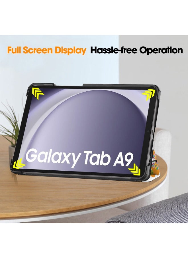 ماركة غير محددة - غطاء Samsung Galaxy Tab A9، حافظة كمبيوتر لوحي ذكي ثلاثية الطي، غطاء حماية قابل للطي بزوايا رؤية متعددة مع خاصية النوم التلقائي لجهاز Samsung Galaxy Tab A9 8.7 بوصة 2023 (فراشة ملونة) - Image 1