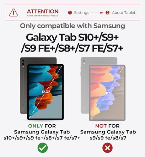 Dexnor غطاء Dexnor لجهاز Samsung Galaxy Tab S10+ / S9+ / S8+ / S7+ مع لوحة مفاتيح، قاعدة مغناطيسية عائمة بزاوية 12.4 بوصة، لوحة تتبع متعددة اللمس، حامل قلم S - أبيض - Image 2